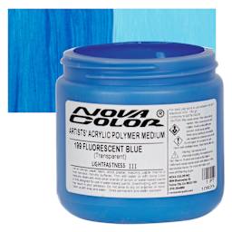 Nova Color Artists’ Acrylic Polymer Paint - Fluorescent Blue, 473 ml Jar and swatch