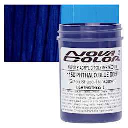 Nova Color Artists’ Acrylic Polymer Paint - Phthalo Blue Deep Green Shade, 118 ml Jar and swatch