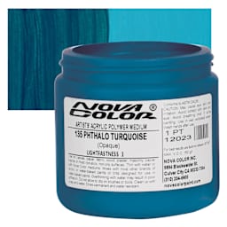Nova Color Artists’ Acrylic Polymer Paint - Phthalo Turquoise, 473 ml Jar and swatch