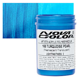 Nova Color Artists’ Acrylic Polymer Paint - Turquoise Pearl, 118 ml Jar and swatch