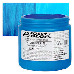 Nova Color Artists’ Acrylic Polymer Paint - Turquoise Pearl, 473 ml Jar and swatch
