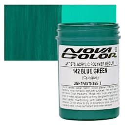 Nova Color Artists’ Acrylic Polymer Paint - Blue Green, 118 ml Jar and swatch