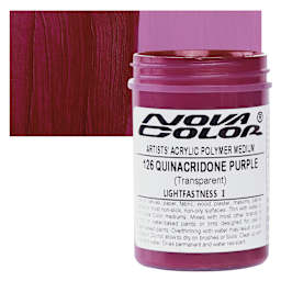 Nova Color Artists’ Acrylic Polymer Paint - Quinacridone Purple, 118 ml Jar and swatch