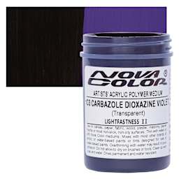 Nova Color Artists’ Acrylic Polymer Paint - Carbazole Dioxazine Violet, 118 ml Jar and swatch