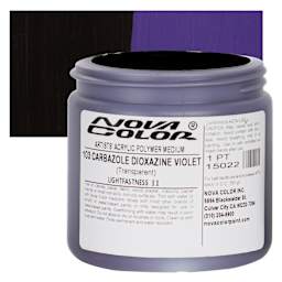Nova Color Artists’ Acrylic Polymer Paint - Carbazole Dioxazine Violet, 473 ml Jar and swatch