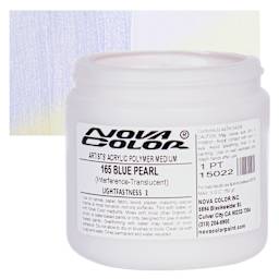 Nova Color Artists’ Acrylic Polymer Paint - Blue Pearl, 473 ml Jar and swatch