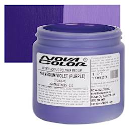 Nova Color Artists’ Acrylic Polymer Paint - Medium Violet Purple, 473 ml Jar and swatch