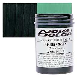 Nova Color Artists’ Acrylic Polymer Paint - Deep Green, 118 ml Jar and swatch