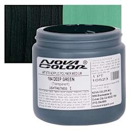 Nova Color Artists’ Acrylic Polymer Paint - Deep Green, 473 ml Jar and swatch