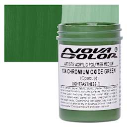 Nova Color Artists’ Acrylic Polymer Paint - Chromium Oxide Green, 118 ml Jar and swatch