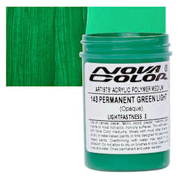 Nova Color Artists’ Acrylic Polymer Paint - Permanent Green Light, 118 ml Jar and swatch