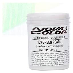 Nova Color Artists’ Acrylic Polymer Paint -  Green Pearl, 118 ml Jar and swatch