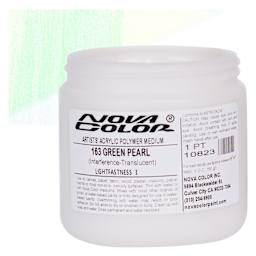 Nova Color Artists’ Acrylic Polymer Paint - Green Pearl, 473 ml Jar and swatch