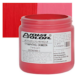 Nova Color Artists’ Acrylic Polymer Paint - Naphthol Crimson, 473 ml Jar and swatch