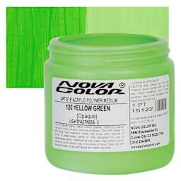 Nova Color Artists’ Acrylic Polymer Paint - Yellow Green, 473 ml Jar and swatch