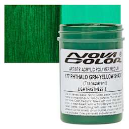 Nova Color Artists’ Acrylic Polymer Paint - Phthalo Green Yellow Shade, 118 ml Jar and swatch