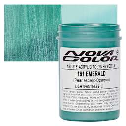 Nova Color Artists’ Acrylic Polymer Paint - Emerald Pearl, 118 ml Jar and swatch