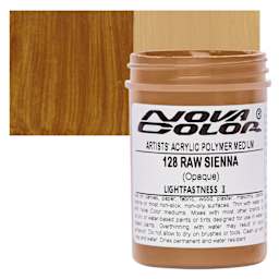 Nova Color Artists’ Acrylic Polymer Paint - Raw Sienna, 118 ml Jar and swatch