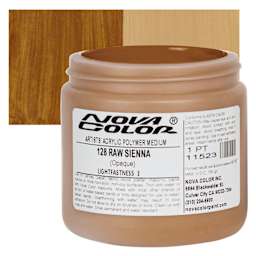 Nova Color Artists’ Acrylic Polymer Paint - Raw Sienna, 473 ml Jar and swatch