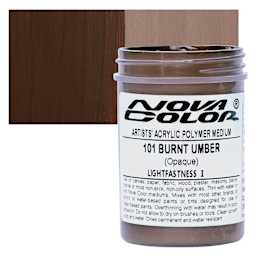 Nova Color Artists’ Acrylic Polymer Paint -  Burnt Umber, 118 ml Jar and swatch
