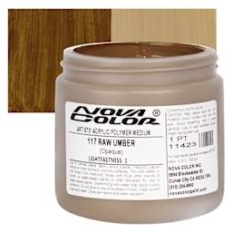 Nova Color Artists’ Acrylic Polymer Paint - Raw Umber, 473 ml Jar and swatch