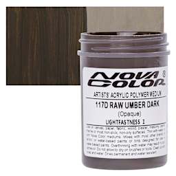 Nova Color Artists’ Acrylic Polymer Paint - Raw Umber Dark, 118 ml Jar and swatch