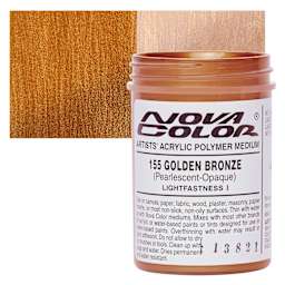 Nova Color Artists’ Acrylic Polymer Paint - Golden Bronze Pearl, 118 ml Jar and swatch