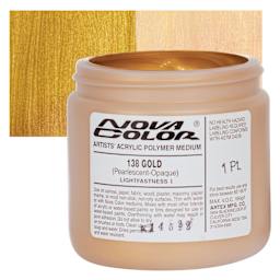 Nova Color Artists’ Acrylic Polymer Paint - Gold Pearl, 473 ml Jar and swatch