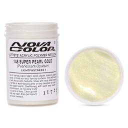 Nova Color Artists’ Acrylic Polymer Paint - Super Pearl Gold, 118 ml Jar