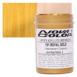 Nova Color Artists’ Acrylic Polymer Paint - Royal Gold Pearl, 118 ml Jar and swatch