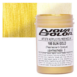 Nova Color Artists’ Acrylic Polymer Paint - Sun Gold, 118 ml Jar and swatch