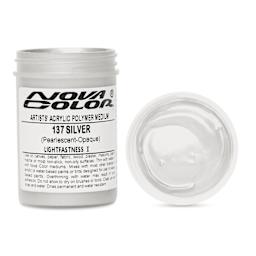 Nova Color Artists’ Acrylic Polymer Paint - Silver Pearl, 118 ml Jar