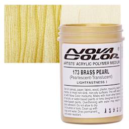 Nova Color Artists’ Acrylic Polymer Paint - Brass Pearl, 118 ml Jar and swatch