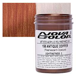 Nova Color Artists’ Acrylic Polymer Paint - Antique Copper, 118 ml Jar and swatch