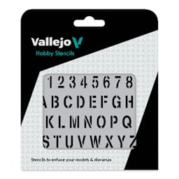 Vallejo Letters and Numbers Hobby Stencil - Alphabet front of packaging