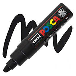 Posca Paint Marker - Black, Broad Bullet Tip, 4.5 mm - 5.5 mm - marker and swatch
