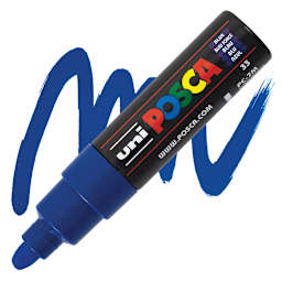 Posca Paint Marker - Blue, Broad Bullet Tip, 4.5-5.5 mm - marker and swatch