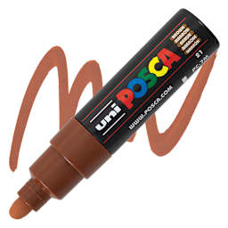 Posca Paint Marker - Brown, Broad Bullet Tip, 4.5 mm - 5.5 mm - marker and swatch