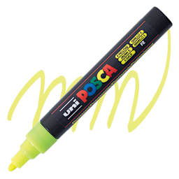 Posca Paint Marker - Fluorescent Yellow, Bullet Tip, 2.5 mm - marker and swatch