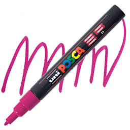 Posca Paint Marker - Fuchsia, Fine, Bullet Tip, 0.9 mm - 1.3 mm - marker and swatch