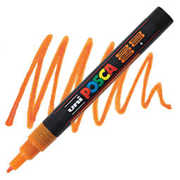 Posca Paint Marker - Glitter Orange, Fine, Bullet Tip, 0.9 mm - 1.3 mm - marker and swatch