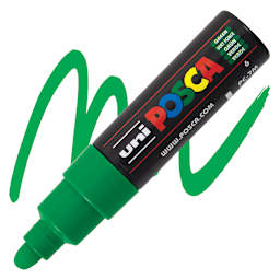 Posca Paint Marker - Green, Broad Bullet Tip, 4.5 mm - 5.5 mm - marker and swatch