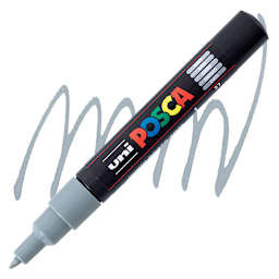 Posca Paint Marker - Grey, X-Fine, Bullet Tip, 0.7 mm - marker and swatch