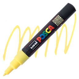 Uni Posca Paint Markerr - Straw Yellow, X-Fine, Bullet Tip, 0.7 mm marker and swatch
