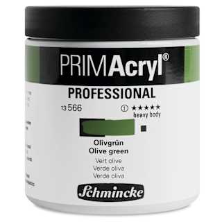Schmincke Primacryl Professional Acrylic Paint - Olive Green, 237 ml Jar