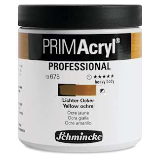 Schmincke Primacryl Professional Acrylic Paint - Yellow Ochre, 237 ml Jar