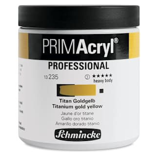 Schmincke Primacryl Professional Acrylic Paint - Titanium Gold Yellow, 237 ml Jar