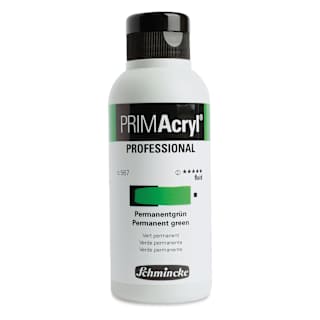 Schmincke Primacryl Professional Fluid Acrylic - Permanent Green, 250 ml bottle