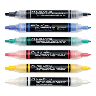 Faber-Castell Black Edition Shake and Paint Twin Acrylic Marker - Classic Colors, Set of 6