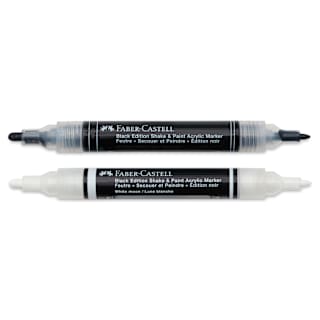Faber-Castell Black Edition Shake and Paint Twin Acrylic Marker - Black and White, Set of 2
